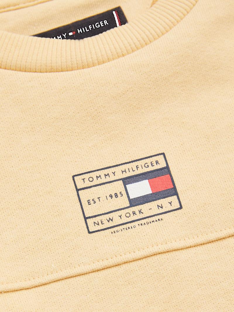 Yellow Tommy Hilfiger Natural Dye Flag Sweatshirts | NZ_B2135