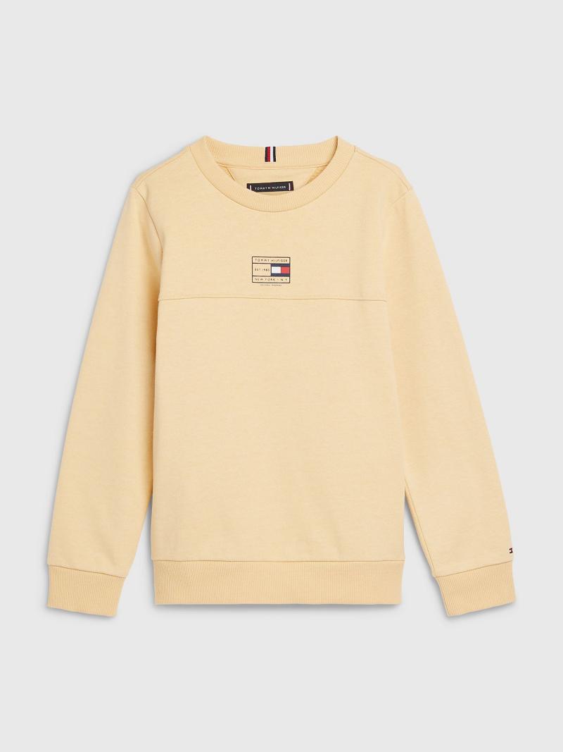 Yellow Tommy Hilfiger Natural Dye Flag Sweatshirts | NZ_B2135