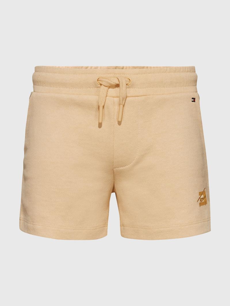 Yellow Tommy Hilfiger Natural Dye Script Shorts | NZ_G1160