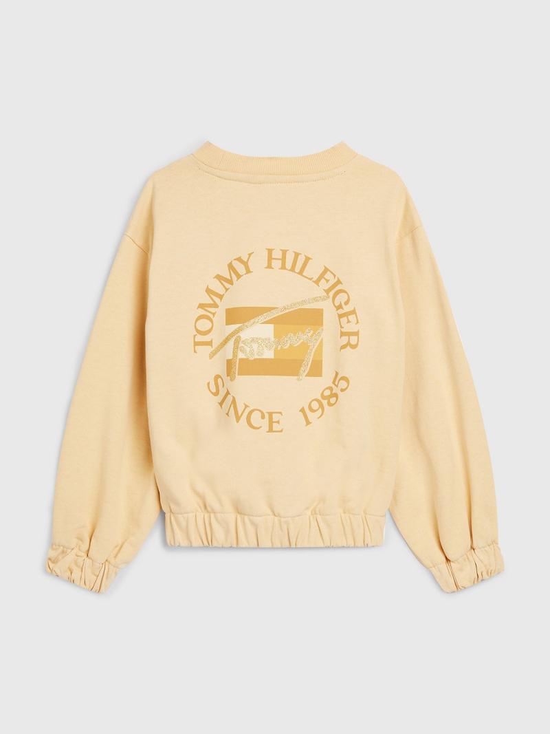 Yellow Tommy Hilfiger Natural Dye Script Sweatshirts | NZ_G1207