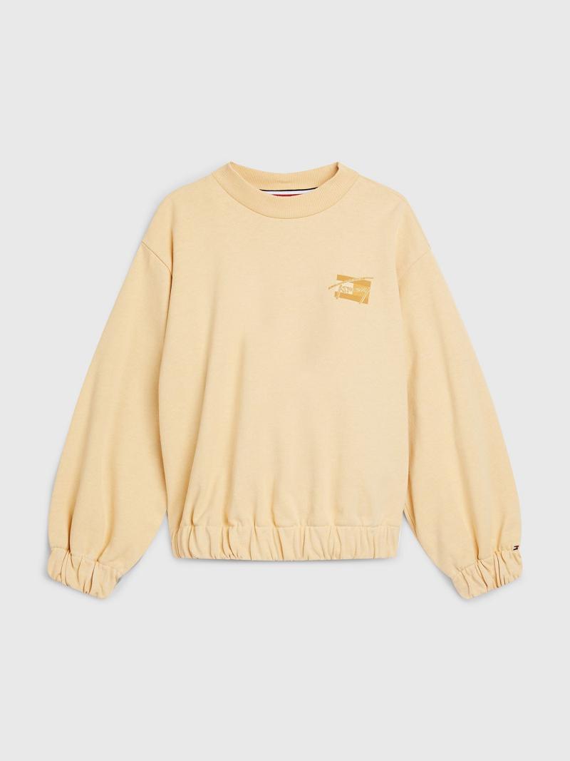 Yellow Tommy Hilfiger Natural Dye Script Sweatshirts | NZ_G1207