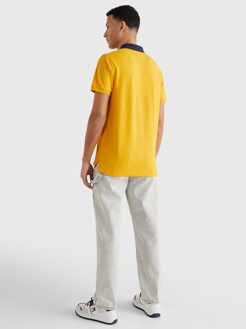 Yellow Tommy Hilfiger Relaxed fit chest flag Polos | NZ_M31306