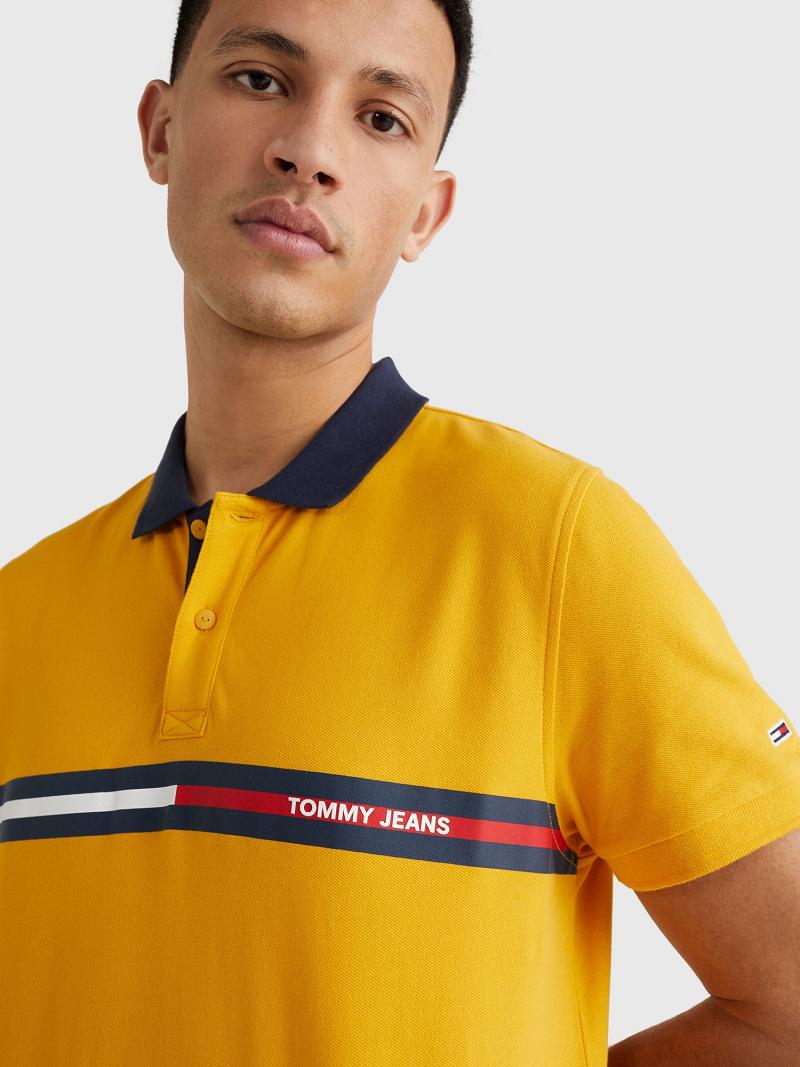 Yellow Tommy Hilfiger Relaxed fit chest flag Polos | NZ_M31306