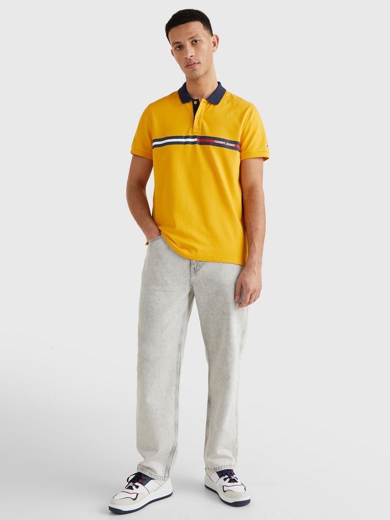 Yellow Tommy Hilfiger Relaxed fit chest flag Polos | NZ_M31306