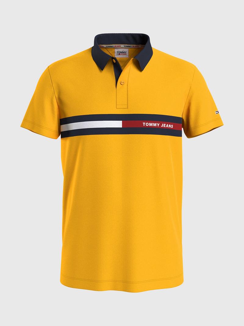 Yellow Tommy Hilfiger Relaxed fit chest flag Polos | NZ_M31306