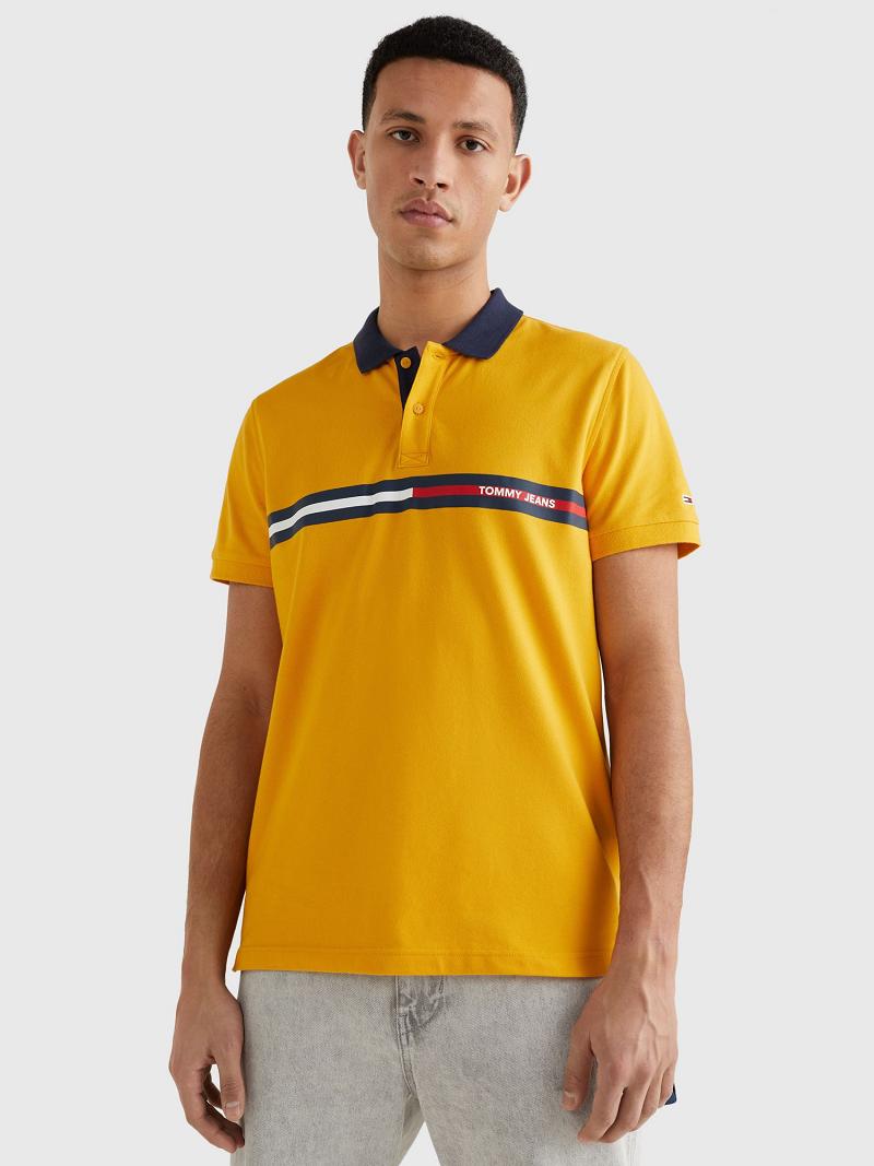 Yellow Tommy Hilfiger Relaxed fit chest flag Polos | NZ_M31306