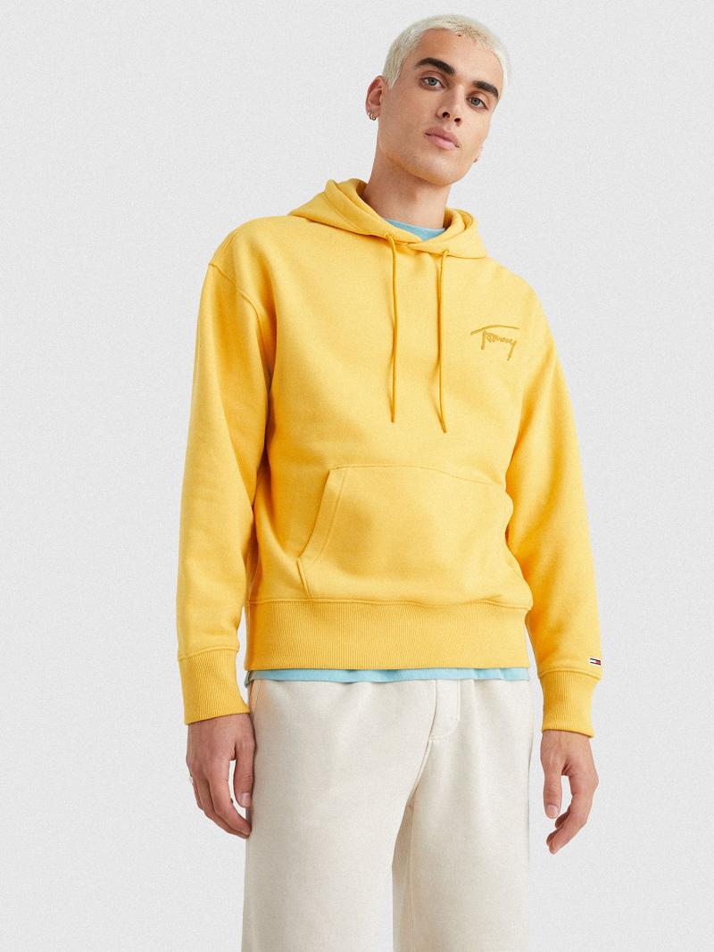 Yellow Tommy Hilfiger Signature Logo Hoodies | NZ_M31461