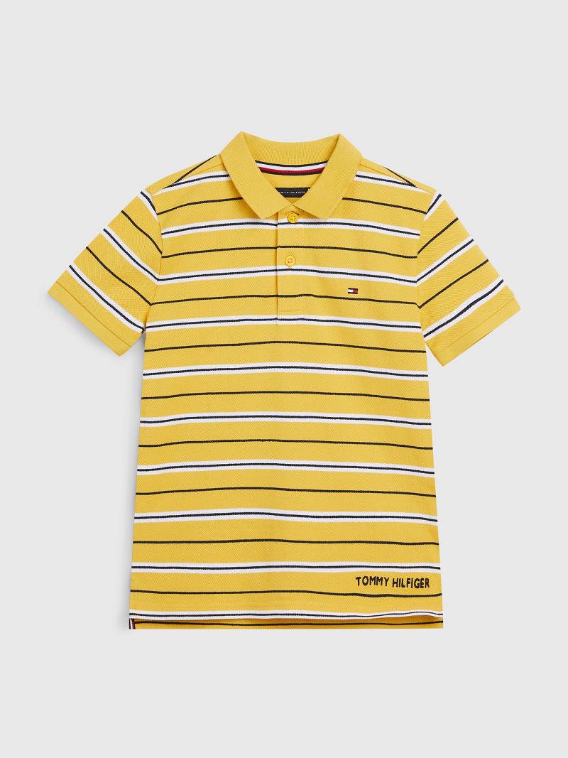 Yellow Tommy Hilfiger Stripe Polos | NZ_B2071