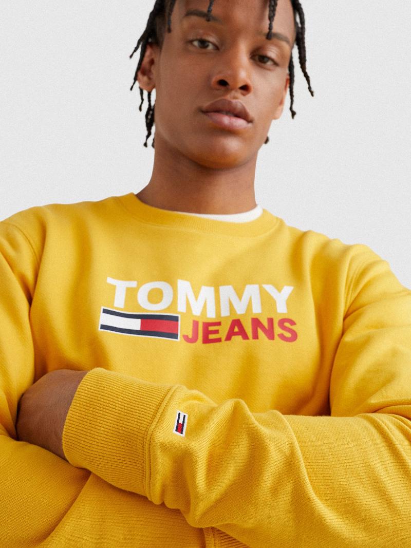 Yellow Tommy Hilfiger Tommy Logo Sweatshirts | NZ_M31139