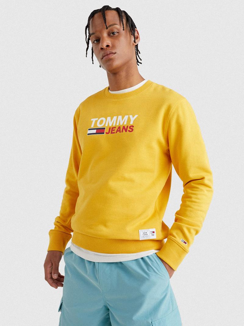 Yellow Tommy Hilfiger Tommy Logo Sweatshirts | NZ_M31139