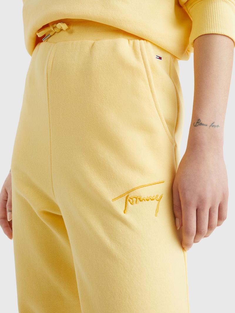 Yellow Tommy Hilfiger Tommy Signature Sweatpant Pants | NZ_W21259