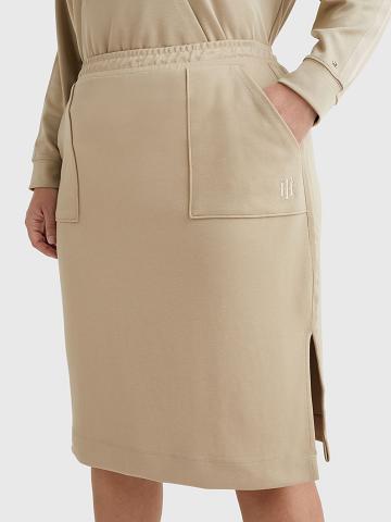 Beige Tommy Hilfiger Curve Sweatshirt Skirts | NZ_W21322