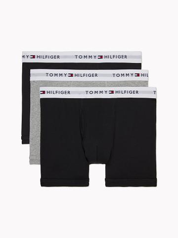 Black / Grey Tommy Hilfiger Cotton classics trunk 3pk Trunks | NZ_M31495