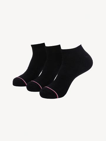 Black Tommy Hilfiger Ankle 3PK Socks | NZ_M31743