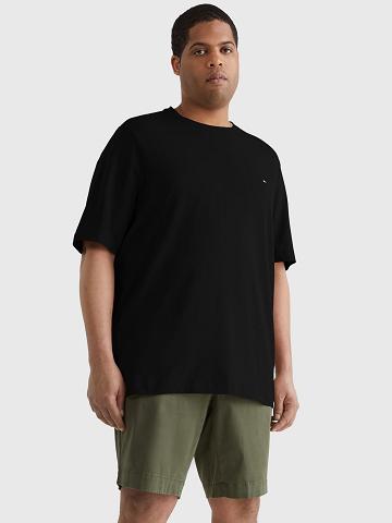 Black Tommy Hilfiger Big and tall solid stretch T Shirts | NZ_M31007