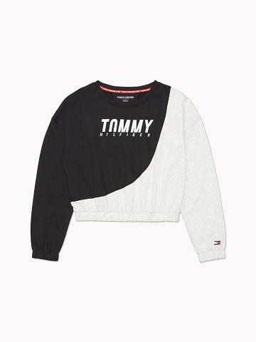 Black Tommy Hilfiger Colorblock Crewneck Sweaters | NZ_W21341