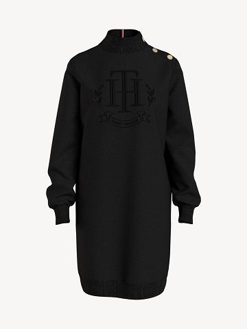 Black Tommy Hilfiger Essential Crest Logo Dresses | NZ_W21062