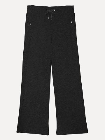 Black Tommy Hilfiger Essential Drawstring Ribbeds Pants | NZ_W21238