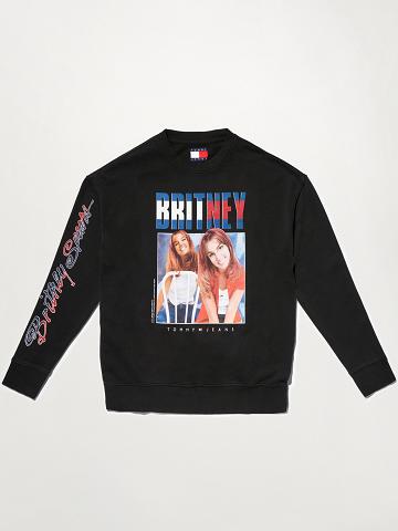 Black Tommy Hilfiger Organic Cotton Britney Oversized Sweatshirts | NZ_W21394