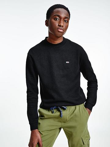 Black Tommy Hilfiger Organic cotton mock neck T Shirts | NZ_M31062