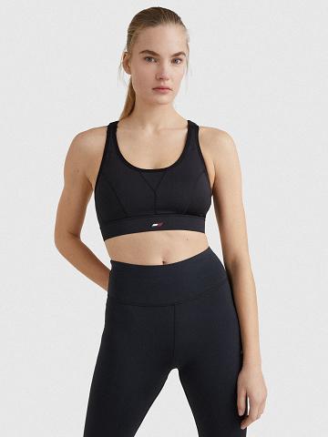 Black Tommy Hilfiger Racerback Sports Bras | NZ_W21532