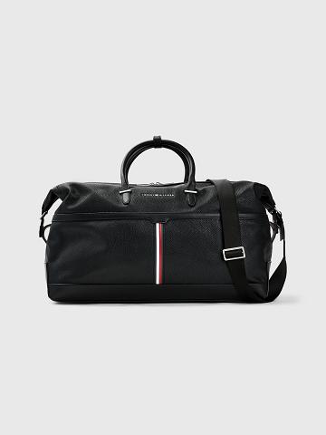 Black Tommy Hilfiger Stripe Duffle Bags | NZ_M31704