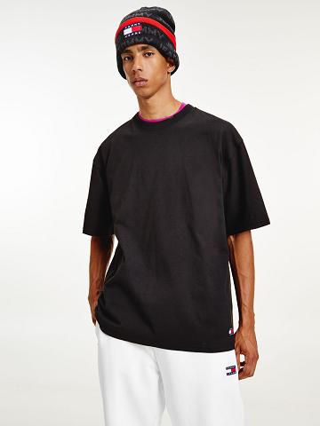 Black Tommy Hilfiger Tj solid T Shirts | NZ_M31086