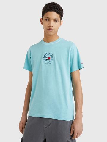 Blue Tommy Hilfiger Circle logo T Shirts | NZ_M31012