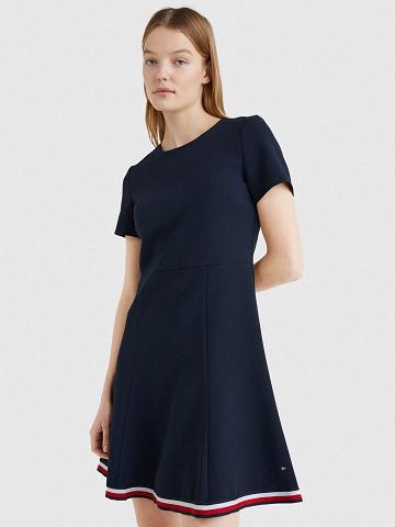 Blue Tommy Hilfiger Corporate Stripe Dresses | NZ_W21050