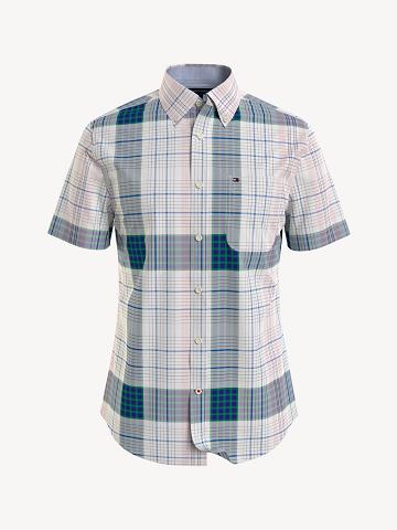 Blue Tommy Hilfiger Custom fit plaid poplin Shirts | NZ_M31255