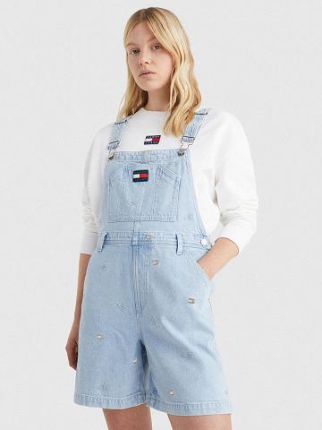 Blue Tommy Hilfiger Denim Overall Flag Short Dresses | NZ_W21057