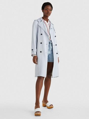 Blue Tommy Hilfiger Double-Breasted Trench Coats | NZ_W21029