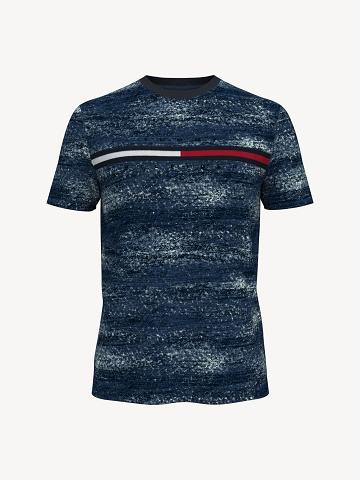 Blue Tommy Hilfiger Essential bar flag T Shirts | NZ_M31024