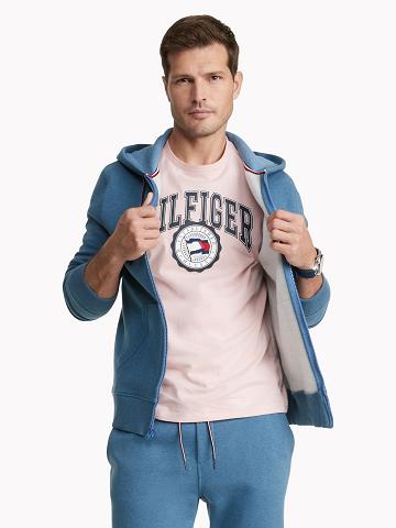 Blue Tommy Hilfiger Essential solid zip Hoodies | NZ_M31443