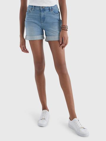 Blue Tommy Hilfiger Light Wash 5" Denim Shorts | NZ_W21308