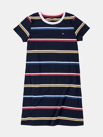 Blue Tommy Hilfiger Little Ribbed Stripe Dresses | NZ_G1069