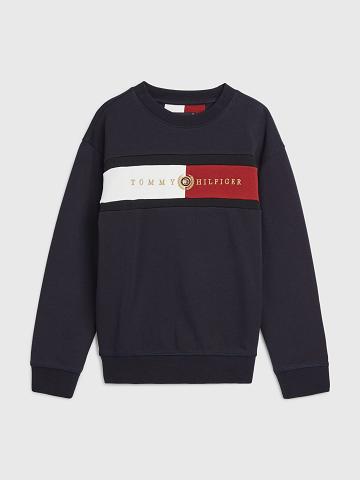 Blue Tommy Hilfiger Logo Sweatshirts | NZ_B2133