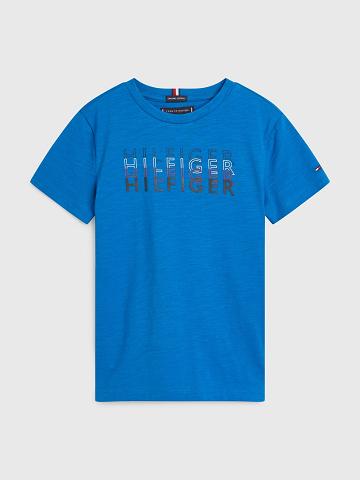 Blue Tommy Hilfiger Logo T Shirts | NZ_B2193