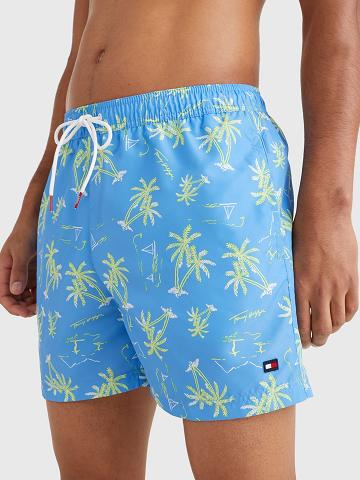 Blue Tommy Hilfiger Palm tree print 7" swim trunk Swimwear | NZ_M31105