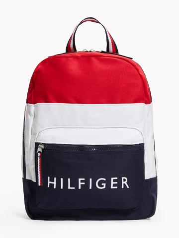 Blue / White / Red Tommy Hilfiger Colorblock Backpack Bags | NZ_G1336