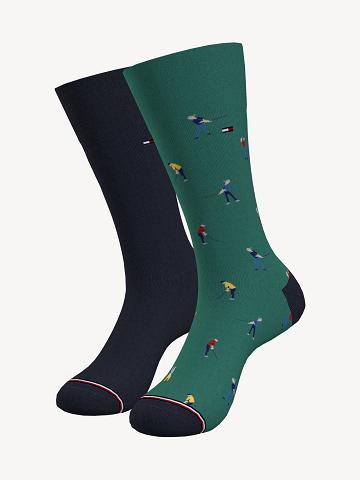 Green / Multicolor Tommy Hilfiger Trouser 2PK Socks | NZ_M31753