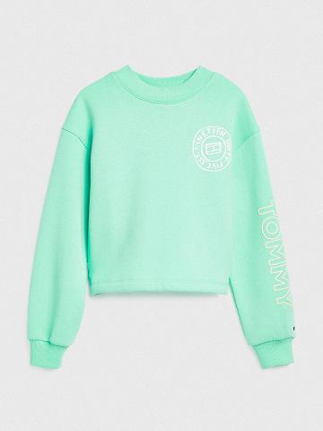 Green Tommy Hilfiger Organic Cotton Pastel Crewneck Sweatshirts | NZ_G1208