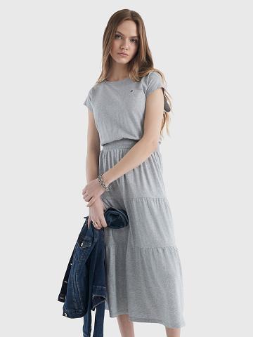 Grey Tommy Hilfiger Cap-Sleeve T-Shirt Dresses | NZ_W21046