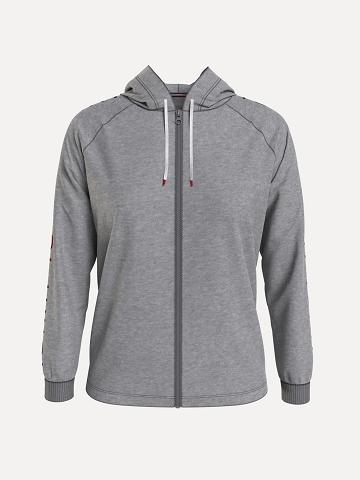 Grey Tommy Hilfiger Curve Organic Cotton Signature Hoodies | NZ_W21141