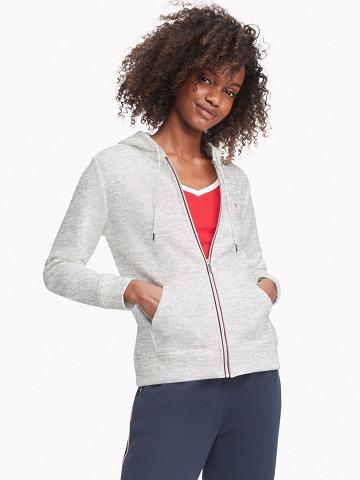 Grey Tommy Hilfiger Essential Flag Hoodies | NZ_W21146