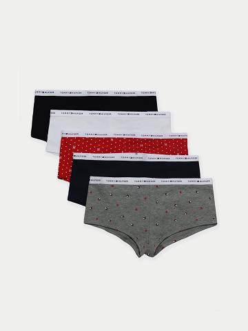 Grey Tommy Hilfiger Mix Logo Boy Short 5PK Lingerie | NZ_W21555