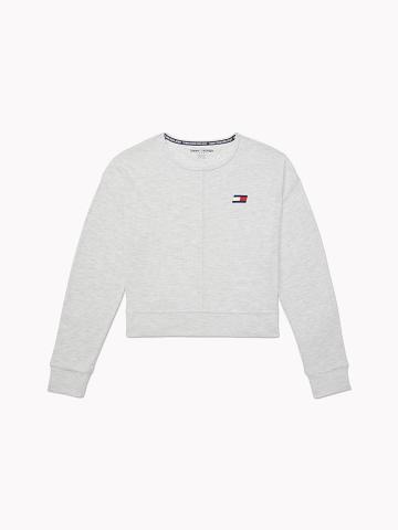 Grey Tommy Hilfiger Ribbed Crewneck Sweatshirts | NZ_W21402