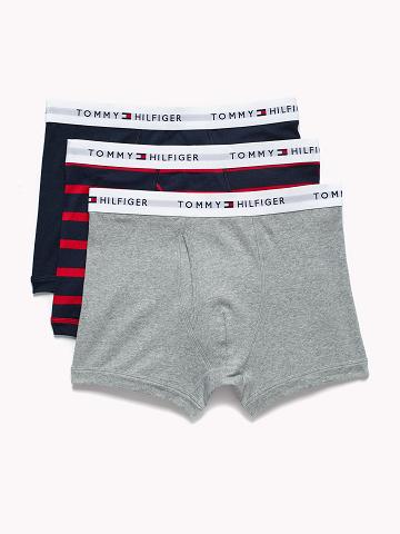 Navy Blue / Red / Grey Tommy Hilfiger Cotton classics trunk 3pk Trunks | NZ_M31502