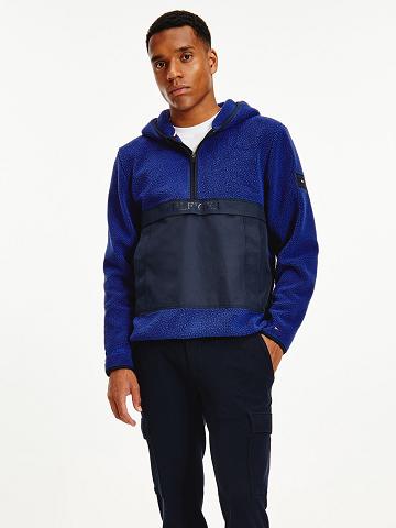 Navy / Blue Tommy Hilfiger Recycled teddy popover Hoodies | NZ_M31460