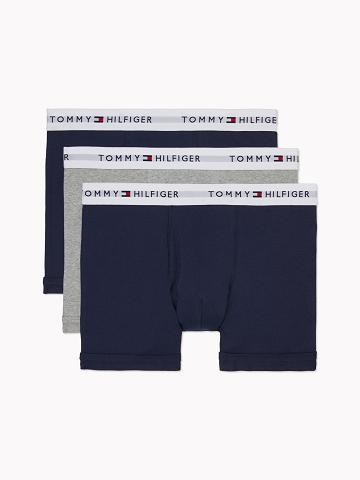 Navy / Grey Tommy Hilfiger Cotton classics trunk 3pk Trunks | NZ_M31492